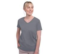 HRM Damen Luxury V-Neck Tee, grau, Gr. XS I Premium T-Shirt Damen V-Ausschnitt aus 100% Bio-Baumwolle I Basic Shirt Damen bis 60°C waschbar I Hochwertige & nachhaltige Damen-Oberteile
