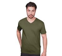 HRM Herren T-Shirt Luxury V-Ausschnitt, 100% Bio-Baumwolle, bis 60°C, Olive 3XL