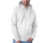 HRM Herren 707 Premium Hooded Jacket I Fair Trade Kapuzenjacke, 320 g/m² I Aus 70% Baumwolle & 30% recyceltem Polyester, White, M