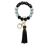 Hrpa Love Silikon-Perlen-Quasten-Schlüsselanhänger, Silikon-Schlüsselring, Armband, tragbar, für Haus- und Autoschlüssel, Ringhalter für Frauen