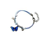 Hrtyvhin Handgewebtes Seilarmband Fußkettchen mit bunten Schmetterlingsperlen aus Legierung für Frauen, Mädchen, Kinder, Geburtstagsfeiern, Armband minimalistischen Stil