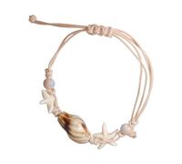 Hrtyvhin Strandschmuck, Keramik Stern Fisch Muschel Perlen Armband, geflochtene Kordel, verstellbar, für Frauen und Mädchen, Geschenk, lässiges Keramik Armband