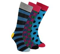 HS by Happy Socks - Herren 3er-Pack bunte Streifen-Kleider-Socken - breite Streifen EU 39 - 45