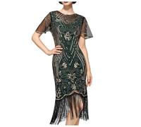 Hsternexy Abendkleider Glitzer, 20er Jahre Kleid Damen Schwarz Glitzer Kleid Party Charleston Kleid Vintage Flapper Kleid Gatsby Kleid Elegant Paliettenkleid Festlich Abendkleider Cocktailkleid