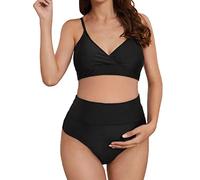 Hsternexy Badeanzug Schwangerschaft Bikini Pregnancy Clothes Umstandsmode Umstandsbadeanzug Umstands V-Ausschnitt Bademode Umstandskleidung Sommer Schwangerschaftskleidung Tankini Umstandsbademode
