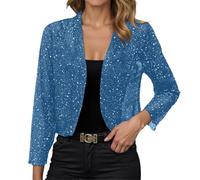 Hsternexy Bolero Mädchen,Bolero Damen Festlich Glitzer Jacke Cardigan Elegant Festliche Oberteile Party Pailletten Bolerojacke Leicht Trachten Strickjacke Langarm Open Front Shrug Schulterjacke