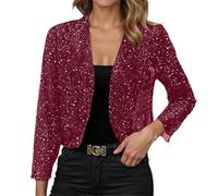 Hsternexy Bolero Silber Mädchen,Glitzer Bolero Damen Festlich Cardigan Elegant Festliche Oberteile Party Jacke Pailletten Bolerojacke Leicht Schulterjacke Trachten Strickjacke Langarm Shrug Outfit