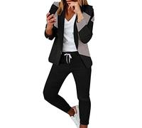 Hsternexy Damen Hosenanzug Elegant 2 Teilig Zweiteilig Elegant Modern Hosenanzug Anzughose 2 Teiler Business Große Größen Anzug Blazer Blau Lang Hochzeit Hosenanzüge Hosen