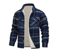 Hsternexy Hemdjacke Herren Karierte Flanellfutter Jacke Revers Übergangsjacke Leicht Stehkragen Flanelljacke Plüschfutter Gefüttert Holzfällerhemd Cargo Freizeit Herbstjacke Western Winterjacke