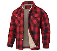 Hsternexy Hemdjacke Herren Karierte Flanellfutter Jacke Revers Übergangsjacke Leicht Stehkragen Flanelljacke Plüschfutter Gefüttert Holzfällerhemd Cargo Freizeit Herbstjacke Western Winterjacke