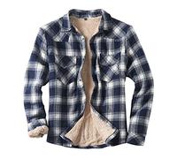Hsternexy Hemdjacke Herren Karierte Flanellfutter Jacke Revers Übergangsjacke Leicht Stehkragen Flanelljacke Plüschfutter Gefüttert Holzfällerhemd Cargo Freizeit Herbstjacke Western Winterjacke
