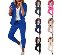 Hsternexy Hosenanzüge Für Damen Business Modern Elegant Blazer Anzug Set Einfarbig Streetwear Zweiteilig Hosenanzug Anzughose Revers Slim Fit Sportlich Büro Outfit Anzugjacke Sommer Freizeitanzug