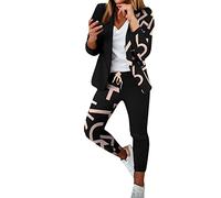 Hsternexy Hosenanzüge Für Damen,Business Modern Elegant Blazer Anzug Set Einfarbig Streetwear Zweiteilig Hosenanzug Anzughose Revers Slim Fit Sportlich Büro Outfit Anzugjacke Sommer Freizeitanzug