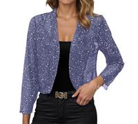 Hsternexy Kurzer Blazer Damen,Bolero Damen Festlich Glitzer Jacke Cardigan Elegant Festliche Oberteile Party Pailletten Bolerojacke Leicht Trachten Strickjacke Langarm Open Front Shrug Schulterjacke