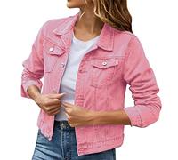 Hsternexy Rosa Jeansjacke Damen, Jeansjacke Mädchen, Jeansjacke Damen Kurz Oversize Jeansmantel Für Damen Frühlingsjacke Übergangsjacke Damen Vintage Jean Mantel Übergangs Ripped Denim Jacken