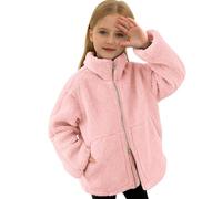 Hsternexy Teddy Fleecejacke Kinder Mädchen - Dicke Winterjacke Plüsch Warme Kuscheljacke Sweatjacke Stehkragen Leicht Übergangsjacke Sherpa Zwei-Wege Teddyjacke Herbstjacke Einfarbig Freizeit Mäntel