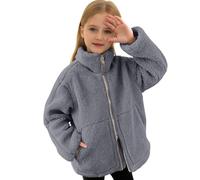 Hsternexy Teddy Fleecejacke Kinder Mädchen - Dicke Winterjacke Plüsch Warme Kuscheljacke Sweatjacke Stehkragen Leicht Übergangsjacke Sherpa Zwei-Wege Teddyjacke Herbstjacke Einfarbig Freizeit Mäntel