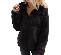Hsternexy Übergangsjacke Damen,Fleecejacke Damen mit Brusttasche Teddyjacke Reißverschluss Fleece Übergansjacke Warm Stehkragen Sweatjacke Plüschjacke Komfortable Outdoor Leichte Winterjacke