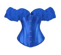 Hsternexy Unterbrust Corsage, Damen Vollbrust Corsage Korsett Top Gothic Vintage Corsagen Bustier Corsette Übergröße Karneval Party Unterbrust Blau,L