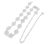 Hsthe Sea 51 Zoll Silber verstellbare Schnalle langer Taillengürtel Kleidergürtel Körperkette Modekettengürtel für Frauen Vintage durchbrochener Metallring Taillengürtel