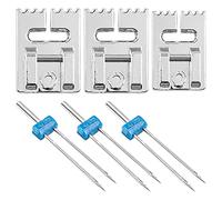 Hsthe Sea Jersey Nadeln,Zwillingsnadel Jersey,Nähmaschine Nähfuß,Zwillingsnadel Stretch,9 Rillen Pintuck Nähfuß,Doppelnadel für Nähmaschine,2/90 3/90 4/90 6er Pack Doppelnadel Zwillingsnadel