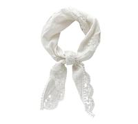 HSTWODE 1 Stück Damen Halstuch, Frühlings Sommer, Spitzenrand & Baumwoll-Leinen-Mix, Dreieckstuch zum Nackenschutz & Dekoration, Leichtes Vielseitiges Tuch (Weiß)