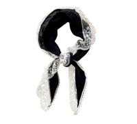 HSTWODE 1 Stück Damen Halstuch, Frühlings Sommer, Spitzenrand & Baumwoll-Leinen-Mix, Dreieckstuch zum Nackenschutz & Dekoration, Leichtes Vielseitiges Tuch (Schwarz)