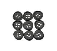 HSTWODE 20 Stück 4-Löcher Harzknöpfe in Unregelmäßiger Form, 11 mm, Für Kinderhemden und Oberteile (Schwarz)