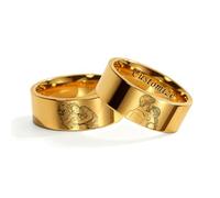 Hsumonre Benutzerdefinierte Für Immer Liebe Paar Ringe Zirkonia Gravierte Versprechen Ringe Eheringe Verlobungsgeschenke Titan Edelstahl Golden 6-13# (Gold-Skizze Bild, Anpassbar)