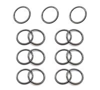 HSUYUN 15 Stück Schlüsselring Federverschluss, InnenØ 38 mm Schlüsselring Karabiner, Schwarz Zinklegierung Schlüsselringe O-Ring, für Befestigung von Schlüsselringen, Rucksäcken