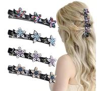 HSUYUN 4 Stück Funkelnde Doppelschicht Haarspangen Damen, Stilvolle Haarspangen Damen, Blumen Haarclips, Doppelschichtstruktur Haarspange, die für Tägliche Klassen, Arbeiten und Tanzvorführungen