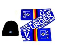 HSV Fan Schal und Beanie Erwachsene Set - Hamburger SV Jaquard Schal und Beanie - Mütze im Set