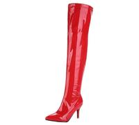 HSyc JRX Damen Lack Overknee Stiefel mit Stiletto Absatz und Reißverschluss High Heels Lang Stiefel 44
