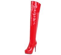 HSyc JRX Plateau Overknee Stiefel Lack Stiletto High Heels Langschaft Stiefel 44