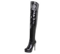 HSyc JRX Plateau Overknee Stiefel Lack Stiletto High Heels Langschaft Stiefel 44