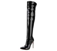 HSyc JRX Stiletto High Heels Lack Overknee Stiefel mit 12cm Absatz Winterstiefel 38.5