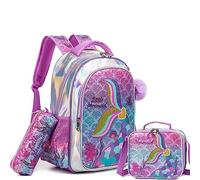 HTgroce Meerjungfrau Rucksack Mädchen Schulrucksack Schulranzen Schultasche Rucksack Freizeitrucksack Backpack für Mädchen Kinder mit der Großen Kapazität 1. klasse
