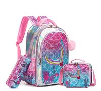 HTgroce Meerjungfrau Rucksack Mädchen Schulrucksack Schulranzen Schultasche Rucksack Freizeitrucksack Backpack für Mädchen Kinder mit der Großen Kapazität 1. klasse