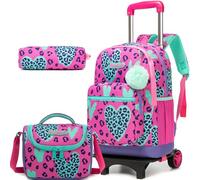 HTgroce Schulrucksack Trolley Abnehmbar für Mädchen - Schulranzen Set für Grundschule & 3.-5. Klasse, Kinderkoffer Große Schultasche
