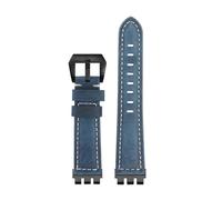 HTHRRFE 17 19 21mm Kompatibel Mit Swatch YVS Yvs420 454 451 400 YVB404 Armband Rindsleder Leder Vintage Leder Uhr Strap Männer frauen Zubehör(Blue-black buckle,Width-19mm)