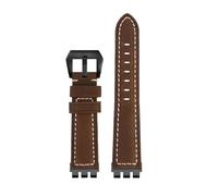 HTHRRFE 17 19 21mm Kompatibel Mit Swatch YVS Yvs420 454 451 400 YVB404 Armband Rindsleder Leder Vintage Leder Uhr Strap Männer frauen Zubehör(Brown-black buckle,Width-21mm)