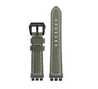 HTHRRFE 17 19 21mm Kompatibel Mit Swatch YVS Yvs420 454 451 400 YVB404 Armband Rindsleder Leder Vintage Leder Uhr Strap Männer frauen Zubehör(Green-black buckle,Width-17mm)