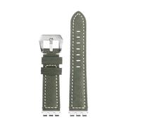 HTHRRFE 17 19 21mm Kompatibel Mit Swatch YVS Yvs420 454 451 400 YVB404 Armband Rindsleder Leder Vintage Leder Uhr Strap Männer frauen Zubehör(Green-steel,Width-21mm)