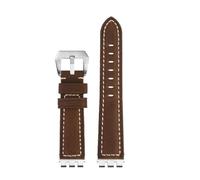 HTHRRFE 17 19 21mm Kompatibel Mit Swatch YVS Yvs420 454 451 400 YVB404 Armband Rindsleder Leder Vintage Leder Uhr Strap Männer frauen Zubehör(Brown-steel buckle,Width-19mm)