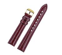 HTHRRFE 18 mm Damen-Universal-Lederarmband, kompatibel mit JOWISSA-Uhrenzubehör, Tissot T099-Uhrenarmband, weinrotes, glänzendes Lederarmband(Purple gold,18mm-Width)