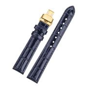 HTHRRFE 18 mm Damen-Universal-Lederarmband, kompatibel mit JOWISSA-Uhrenzubehör, Tissot T099-Uhrenarmband, weinrotes, glänzendes Lederarmband(A Blue gold,20mm-Width)