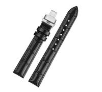 HTHRRFE 18 mm Damen-Universal-Lederarmband, kompatibel mit JOWISSA-Uhrenzubehör, Tissot T099-Uhrenarmband, weinrotes, glänzendes Lederarmband(A black silver,12mm-Width)