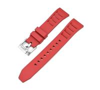 HTHRRFE 19/20/21/22/24 mm FKM-Armband, kompatibel mit Tissot, Seiko, Casio, Schnellverschluss, Fluorkautschuk-Uhrenarmband, kompatibel mit Swatch X Omega MoonSwatch(Red,22mm)