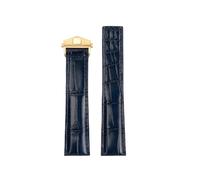 HTHRRFE 19 mm 20 mm 22 mm Krokodillederarmband, kompatibel mit Tag Heuer Watch Carrera Monaco Uhrengürtel, blau-braunes Armband, Armbanduhrenarmband(Blue-gold,20mm)