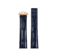 HTHRRFE 19 mm 20 mm 22 mm Krokodillederarmband, kompatibel mit Tag Heuer Watch Carrera Monaco Uhrengürtel, blau-braunes Armband, Armbanduhrenarmband(Blue-rose gold,20mm)